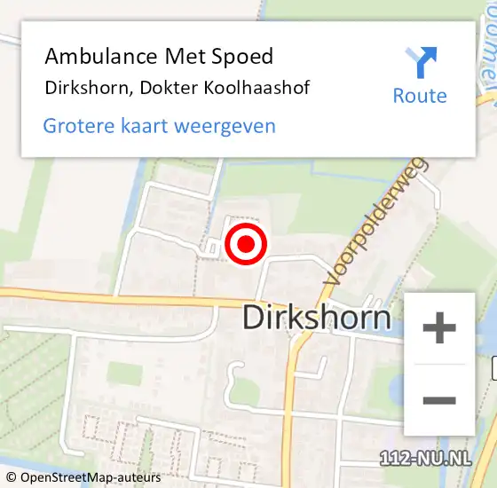 Locatie op kaart van de 112 melding: Ambulance Met Spoed Naar Dirkshorn, Dokter Koolhaashof op 2 mei 2022 11:26