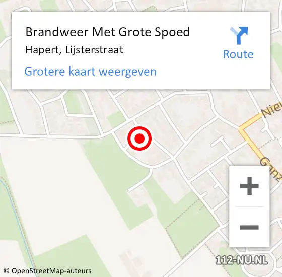 Locatie op kaart van de 112 melding: Brandweer Met Grote Spoed Naar Hapert, Lijsterstraat op 2 mei 2022 11:31