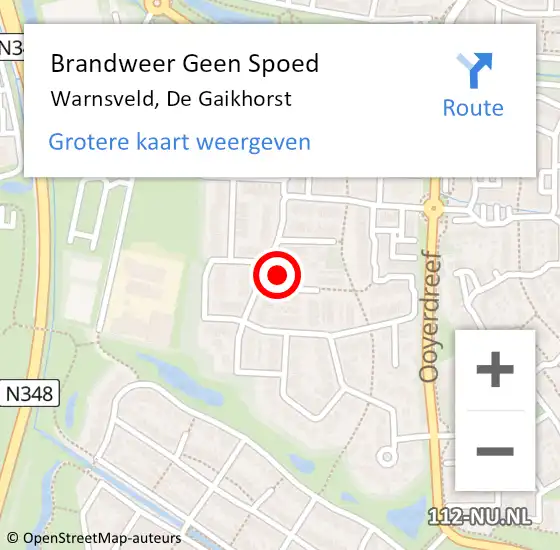 Locatie op kaart van de 112 melding: Brandweer Geen Spoed Naar Warnsveld, De Gaikhorst op 2 mei 2022 12:08