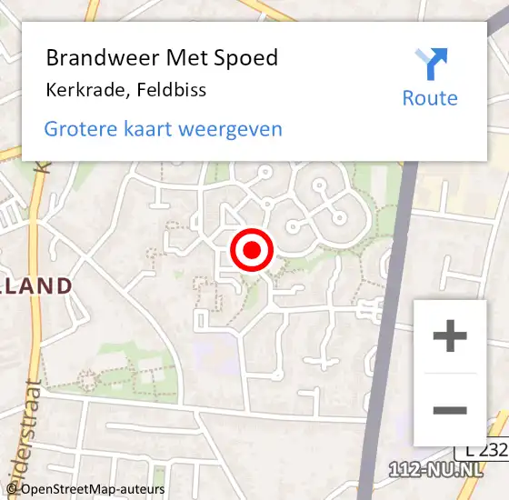 Locatie op kaart van de 112 melding: Brandweer Met Spoed Naar Kerkrade, Feldbiss op 2 mei 2022 12:13