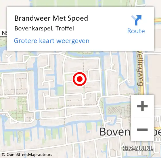 Locatie op kaart van de 112 melding: Brandweer Met Spoed Naar Bovenkarspel, Troffel op 2 mei 2022 12:24