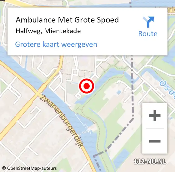 Locatie op kaart van de 112 melding: Ambulance Met Grote Spoed Naar Halfweg, Mientekade op 2 mei 2022 12:30