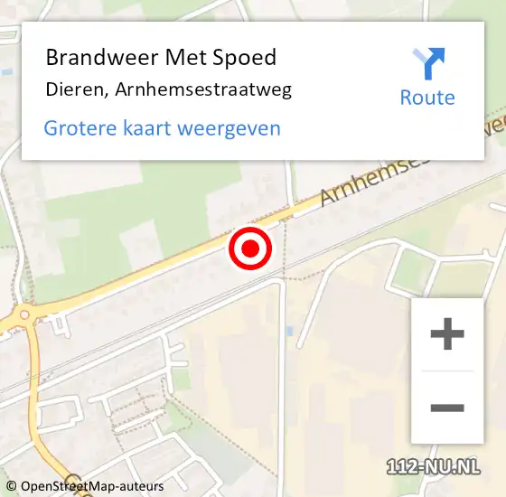 Locatie op kaart van de 112 melding: Brandweer Met Spoed Naar Dieren, Arnhemsestraatweg op 2 mei 2022 12:35