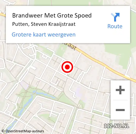 Locatie op kaart van de 112 melding: Brandweer Met Grote Spoed Naar Putten, Steven Kraaijstraat op 2 mei 2022 12:41