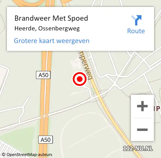 Locatie op kaart van de 112 melding: Brandweer Met Spoed Naar Heerde, Ossenbergweg op 2 mei 2022 12:55