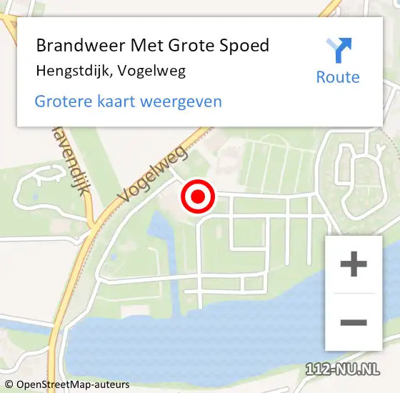 Locatie op kaart van de 112 melding: Brandweer Met Grote Spoed Naar Hengstdijk, Vogelweg op 2 mei 2022 12:55