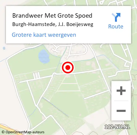 Locatie op kaart van de 112 melding: Brandweer Met Grote Spoed Naar Burgh-Haamstede, J.J. Boeijesweg op 2 mei 2022 13:12