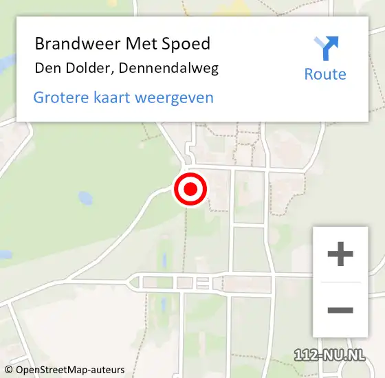 Locatie op kaart van de 112 melding: Brandweer Met Spoed Naar Den Dolder, Dennendalweg op 2 mei 2022 13:30