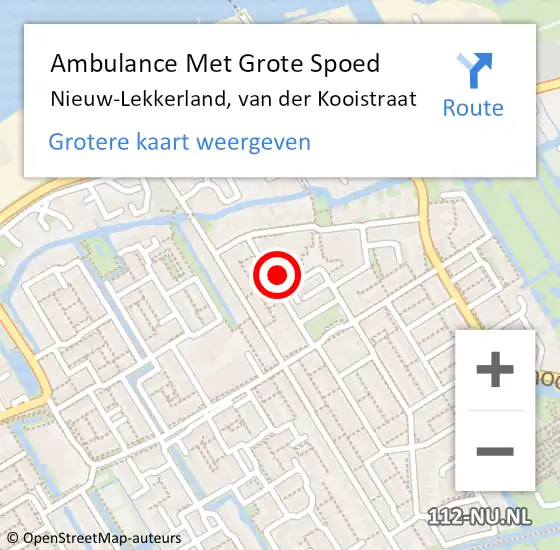 Locatie op kaart van de 112 melding: Ambulance Met Grote Spoed Naar Nieuw-Lekkerland, van der Kooistraat op 2 mei 2022 13:34