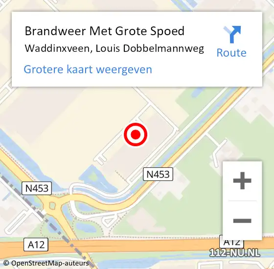 Locatie op kaart van de 112 melding: Brandweer Met Grote Spoed Naar Waddinxveen, Louis Dobbelmannweg op 2 mei 2022 13:35