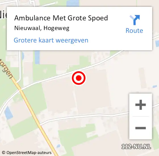 Locatie op kaart van de 112 melding: Ambulance Met Grote Spoed Naar Nieuwaal, Hogeweg op 2 mei 2022 13:45