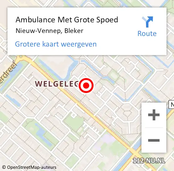 Locatie op kaart van de 112 melding: Ambulance Met Grote Spoed Naar Nieuw-Vennep, Bleker op 2 mei 2022 14:01