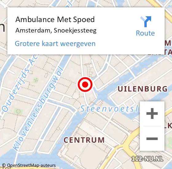 Locatie op kaart van de 112 melding: Ambulance Met Spoed Naar Amsterdam, Snoekjessteeg op 2 mei 2022 14:09