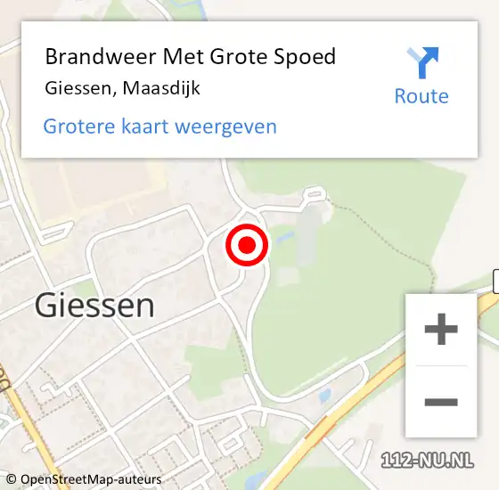 Locatie op kaart van de 112 melding: Brandweer Met Grote Spoed Naar Giessen, Maasdijk op 2 mei 2022 14:17