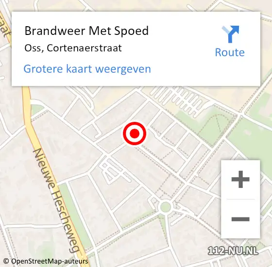 Locatie op kaart van de 112 melding: Brandweer Met Spoed Naar Oss, Cortenaerstraat op 2 mei 2022 14:30