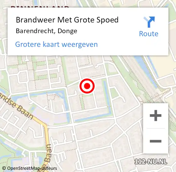 Locatie op kaart van de 112 melding: Brandweer Met Grote Spoed Naar Barendrecht, Donge op 2 mei 2022 14:31