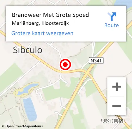 Locatie op kaart van de 112 melding: Brandweer Met Grote Spoed Naar Mariënberg, Kloosterdijk op 2 mei 2022 14:39