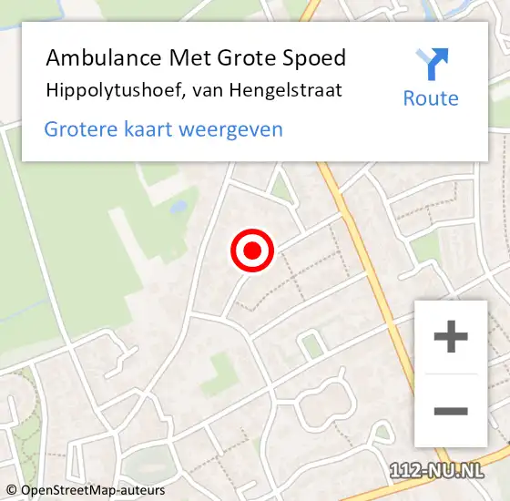 Locatie op kaart van de 112 melding: Ambulance Met Grote Spoed Naar Hippolytushoef, van Hengelstraat op 2 mei 2022 14:42