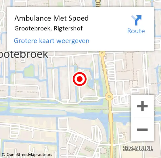 Locatie op kaart van de 112 melding: Ambulance Met Spoed Naar Grootebroek, Rigtershof op 2 mei 2022 15:23