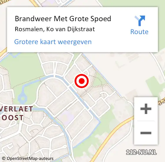 Locatie op kaart van de 112 melding: Brandweer Met Grote Spoed Naar Rosmalen, Ko van Dijkstraat op 2 mei 2022 15:41