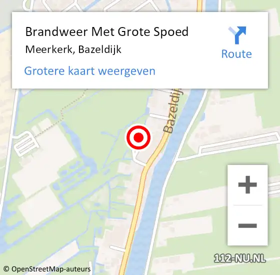 Locatie op kaart van de 112 melding: Brandweer Met Grote Spoed Naar Meerkerk, Bazeldijk op 2 mei 2022 15:42