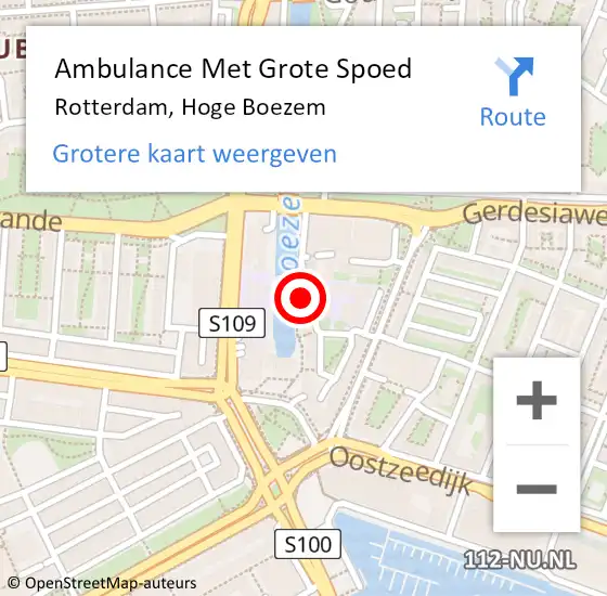 Locatie op kaart van de 112 melding: Ambulance Met Grote Spoed Naar Rotterdam, Hoge Boezem op 2 mei 2022 15:52