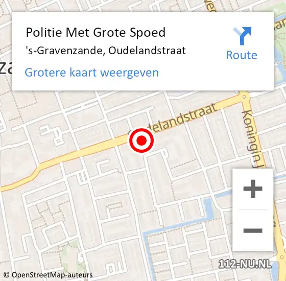 Locatie op kaart van de 112 melding: Politie Met Grote Spoed Naar 's-Gravenzande, Oudelandstraat op 2 mei 2022 16:08