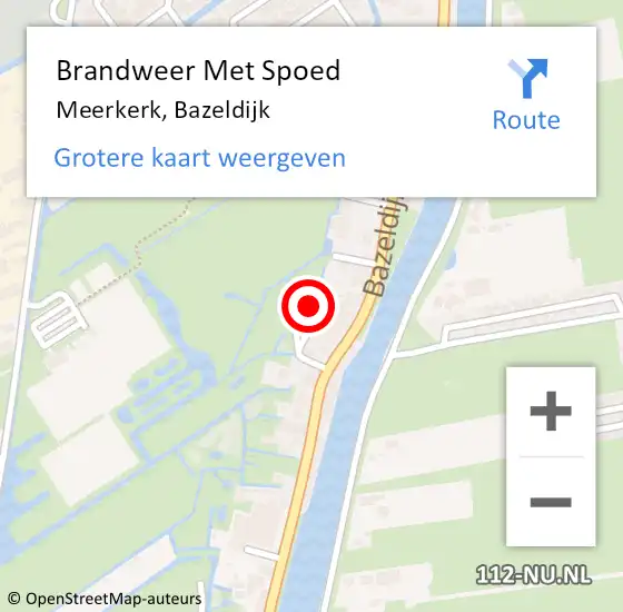Locatie op kaart van de 112 melding: Brandweer Met Spoed Naar Meerkerk, Bazeldijk op 2 mei 2022 16:08
