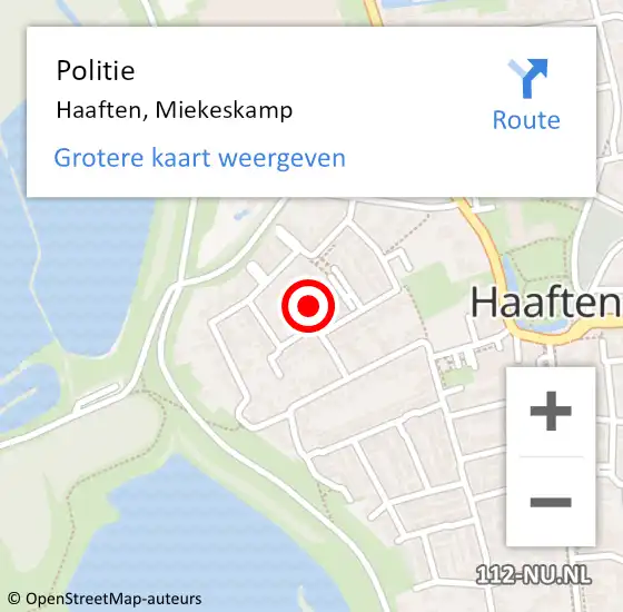 Locatie op kaart van de 112 melding: Politie Haaften, Miekeskamp op 2 mei 2022 16:20