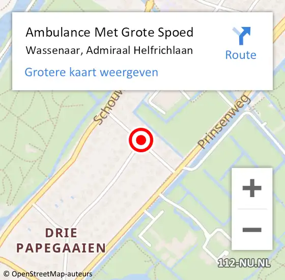 Locatie op kaart van de 112 melding: Ambulance Met Grote Spoed Naar Wassenaar, Admiraal Helfrichlaan op 16 juli 2014 09:59