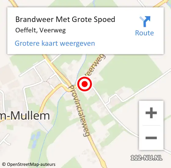 Locatie op kaart van de 112 melding: Brandweer Met Grote Spoed Naar Oeffelt, Veerweg op 2 mei 2022 16:47