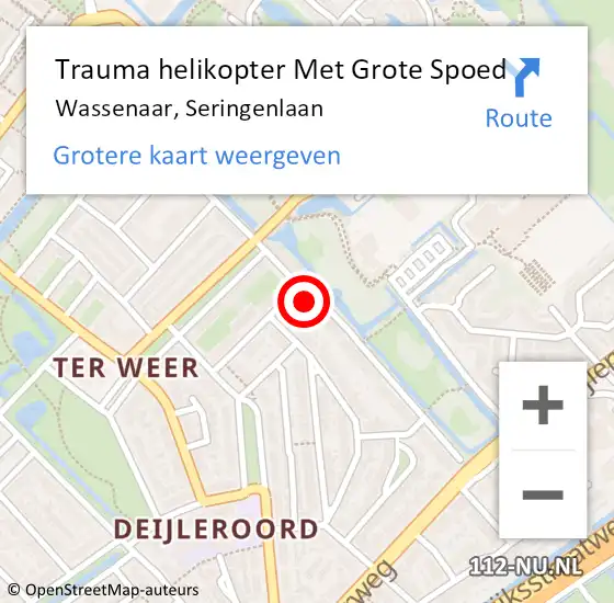 Locatie op kaart van de 112 melding: Trauma helikopter Met Grote Spoed Naar Wassenaar, Seringenlaan op 2 mei 2022 16:48