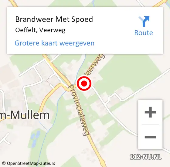 Locatie op kaart van de 112 melding: Brandweer Met Spoed Naar Oeffelt, Veerweg op 2 mei 2022 16:50