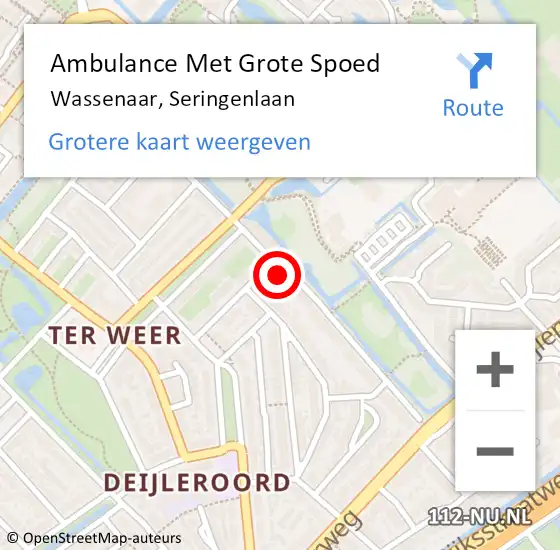 Locatie op kaart van de 112 melding: Ambulance Met Grote Spoed Naar Wassenaar, Seringenlaan op 2 mei 2022 16:50