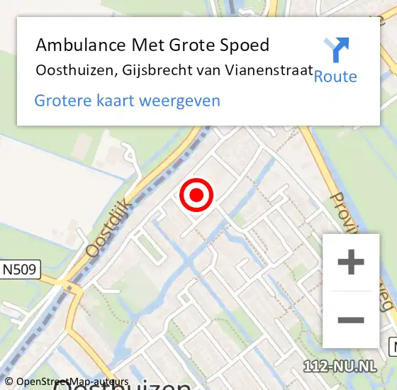 Locatie op kaart van de 112 melding: Ambulance Met Grote Spoed Naar Oosthuizen, Gijsbrecht van Vianenstraat op 2 mei 2022 17:02