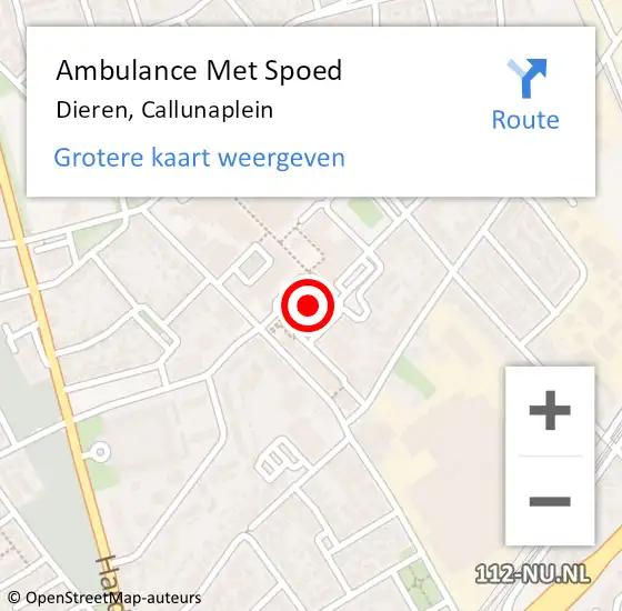 Locatie op kaart van de 112 melding: Ambulance Met Spoed Naar Dieren, Callunaplein op 2 mei 2022 17:16