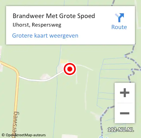 Locatie op kaart van de 112 melding: Brandweer Met Grote Spoed Naar IJhorst, Respersweg op 2 mei 2022 18:19