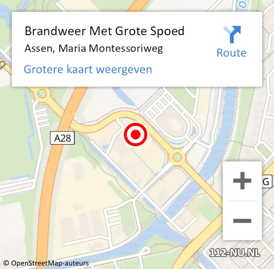 Locatie op kaart van de 112 melding: Brandweer Met Grote Spoed Naar Assen, Maria Montessoriweg op 2 mei 2022 18:40