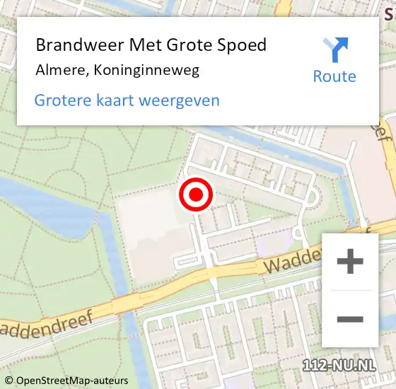 Locatie op kaart van de 112 melding: Brandweer Met Grote Spoed Naar Almere, Koninginneweg op 2 mei 2022 18:55
