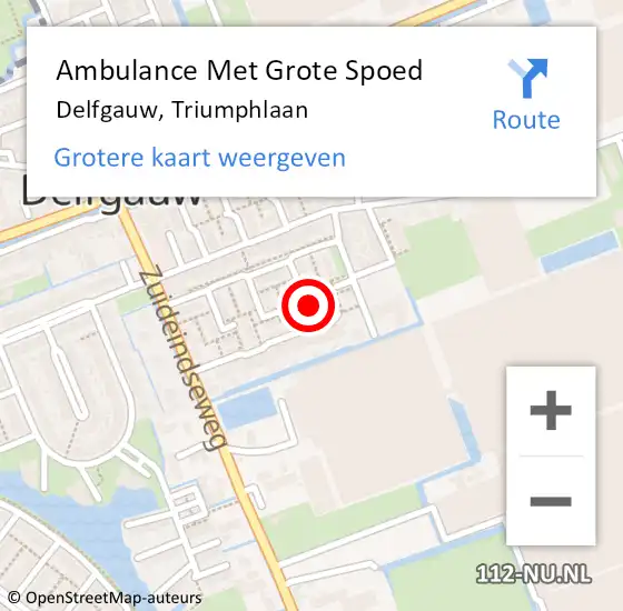 Locatie op kaart van de 112 melding: Ambulance Met Grote Spoed Naar Delfgauw, Triumphlaan op 2 mei 2022 18:58