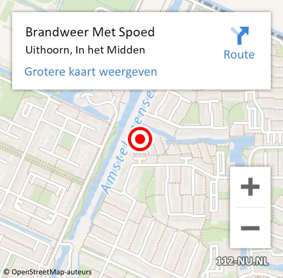 Locatie op kaart van de 112 melding: Brandweer Met Spoed Naar Uithoorn, In het Midden op 2 mei 2022 19:02