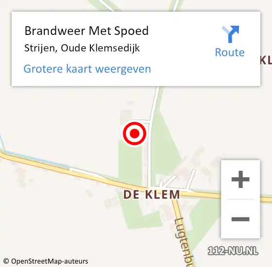 Locatie op kaart van de 112 melding: Brandweer Met Spoed Naar Strijen, Oude Klemsedijk op 2 mei 2022 19:20