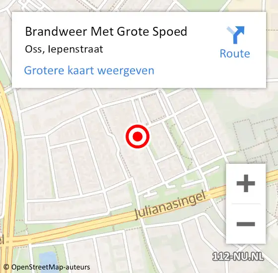 Locatie op kaart van de 112 melding: Brandweer Met Grote Spoed Naar Oss, Iepenstraat op 2 mei 2022 19:33