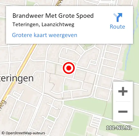 Locatie op kaart van de 112 melding: Brandweer Met Grote Spoed Naar Teteringen, Laanzichtweg op 2 mei 2022 19:36