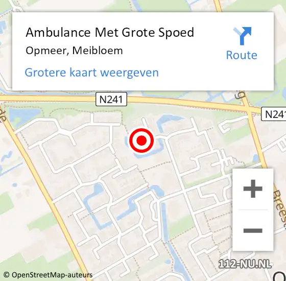 Locatie op kaart van de 112 melding: Ambulance Met Grote Spoed Naar Opmeer, Meibloem op 2 mei 2022 19:52