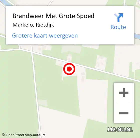 Locatie op kaart van de 112 melding: Brandweer Met Grote Spoed Naar Markelo, Rietdijk op 2 mei 2022 19:54