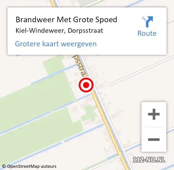 Locatie op kaart van de 112 melding: Brandweer Met Grote Spoed Naar Kiel-Windeweer, Dorpsstraat op 2 mei 2022 20:01