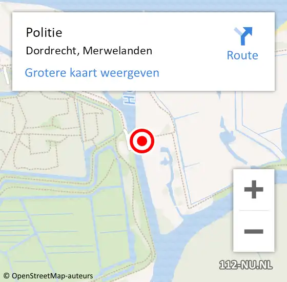 Locatie op kaart van de 112 melding: Politie Dordrecht, Merwelanden op 2 mei 2022 20:15