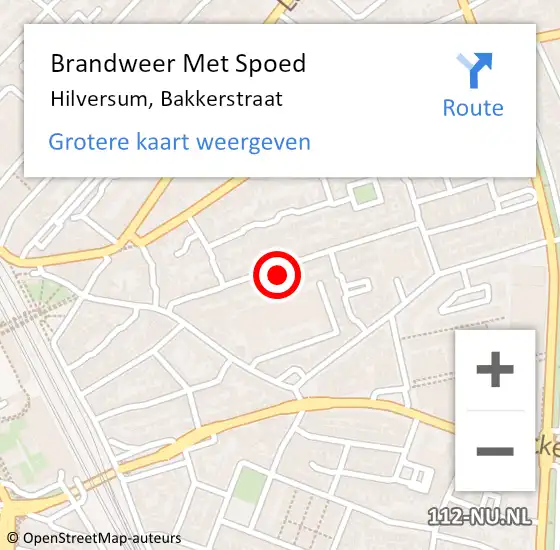 Locatie op kaart van de 112 melding: Brandweer Met Spoed Naar Hilversum, Bakkerstraat op 2 mei 2022 20:18