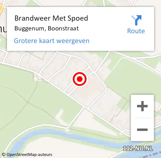 Locatie op kaart van de 112 melding: Brandweer Met Spoed Naar Buggenum, Boonstraat op 2 mei 2022 20:53